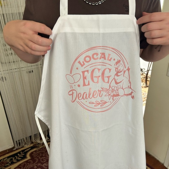 Charming White and Pink Apron- local egg dealer- great present - Picture 2 of 5